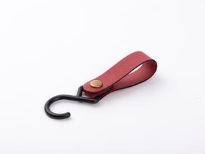 Engraving Leather Bag Hanger (Red/Black, 2*12cm)