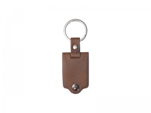 Sublimation Keychain with Engraved Leather Cover(3.5*7.5cm, Brown)