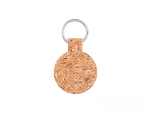 Laserable Blanks Cork Keychain (Round)